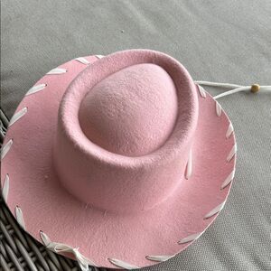 Pink Cowboy Hat with White Trim
Wool
